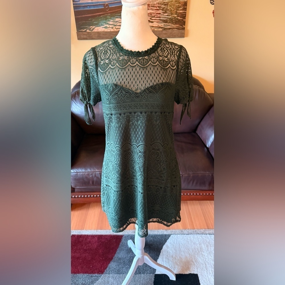 Speechless Forrest Green Women’s Mini Dress Short Sleeves Lined Size Medium
